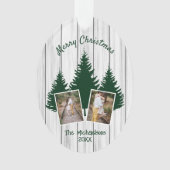 Rustikales Woodland Weihnachts-Foto Ornament (Vorderseite)