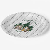 Rustikales Woodland Weihnachts-Foto Pappteller (Schrägansicht)