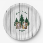 Rustikales Woodland Weihnachts-Foto Pappteller (Vorderseite)