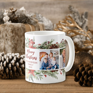 Rustikales Woodland Weihnachtsfamilie 4 Foto Kaffeetasse