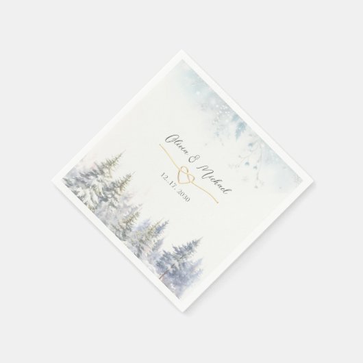Rustikales Woodland Winter Wedding Napkins Serviette (Ecke)