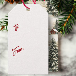 Rustikales Woodland Winterdorf Weihnachten Geschenkanhänger