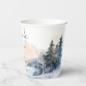 Rustikales Woodland Winterwald Brautparty Pappbecher (Rückseite)