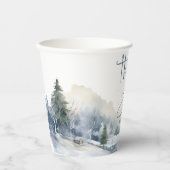 Rustikales Woodland Winterwald Brautparty Pappbecher (Vorderseite)