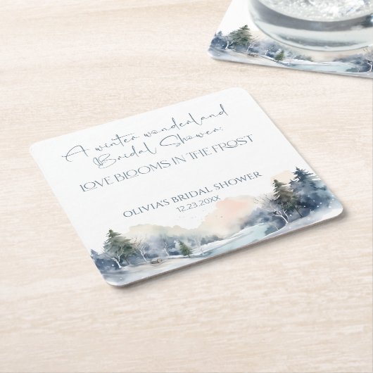 Rustikales Woodland Winterwald Brautparty Rechteckiger Pappuntersetzer (angewinkelt)