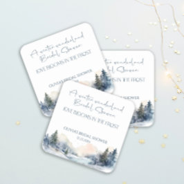 Rustikales Woodland Winterwald Brautparty Rechteckiger Pappuntersetzer