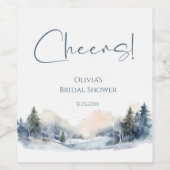 Rustikales Woodland Winterwald Brautparty Weinetikett (Einzelnes Label)