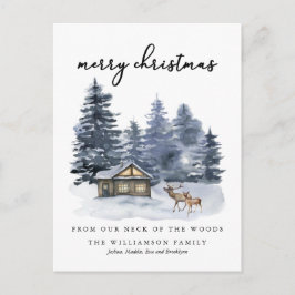 Rustikales Woodlands Frohe Weihnachten Postkarte