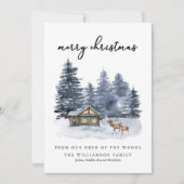 Rustikales Woodlands Wasserfarbe Frohe Weihnachtsk (Vorderseite)