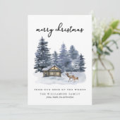Rustikales Woodlands Wasserfarbe Frohe Weihnachtsk (Stehend Vorderseite)