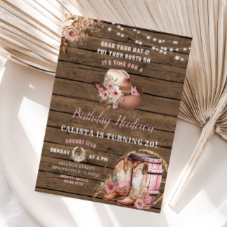 Rustikales Woods Cowgirl Birthday Hoedown Einladung