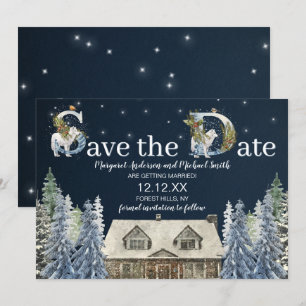 Rustikales Woods Winter Wonderland Save the Date Einladung
