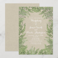 Rustikales Woodsy Botanical Blätter Kraft Wedding