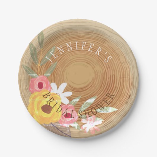 Rustikales Woodsy Brautparty Pappteller (Vorderseite)