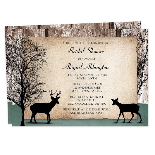 Rustikales Woodsy Deer Bridal Einladungen