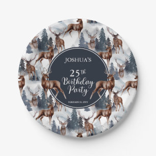 Rustikales Woodsy Deer Forest 25. Geburtstagspar Pappteller