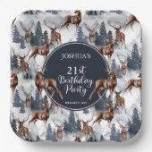 Rustikales Woodsy Deer | Wald 21. Geburtstag Party Pappteller (Vorderseite)