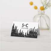 Rustikales Woodsy-Gebirge | Weiße Hochzeit Platzkarte (Rückseite)