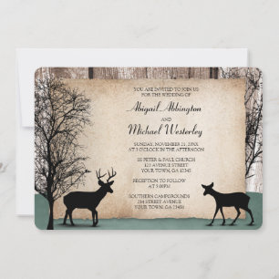 Rustikales Woodsy-Hirsch-Hochzeitsempfang Einladung