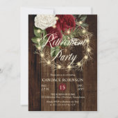 Rustikales Woodsy Lightwreath Retirement Party Einladung (Vorderseite)