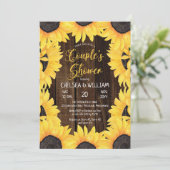 Rustikales Woodsy Wood | Dusche für Sonnenblumen Einladung (Stehend Vorderseite)