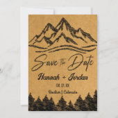 Rustikales Woodsy-Ziel Minimalistisch Save the Dat Einladung (Vorderseite)