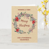 Rustikales Wreath Grandniece Frohe Weihnachten Karte (Gelbe Blume)