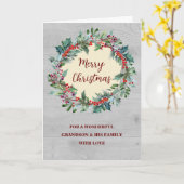 Rustikales Wreath Grandson & Family Frohe Weihnach Karte (Gelbe Blume)