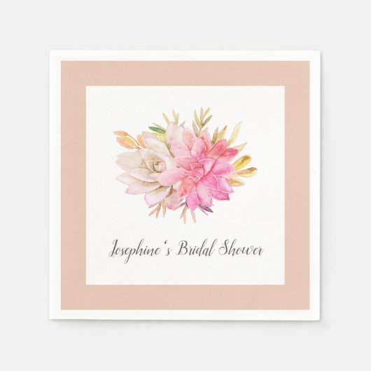 Rustikales Wüstensukkulenten Brautparty Serviette (Vorderseite)