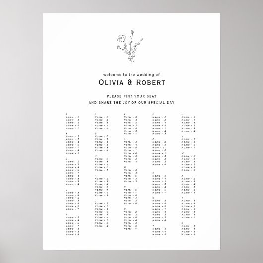 Rustikales zartes Alphabetisches Hochzeitssymbol Poster (Vorne)