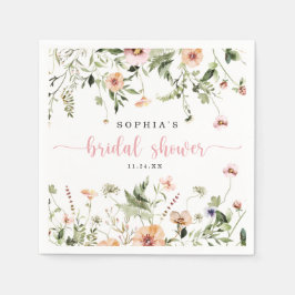 Rustikales, zartes rosa Wildblume Brautparty Serviette