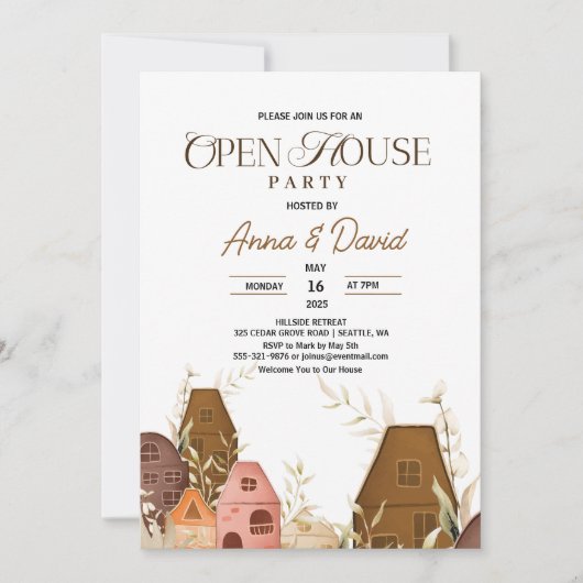 Rustikales, Zeichnend Open House-Logo Einladung (Vorderseite)