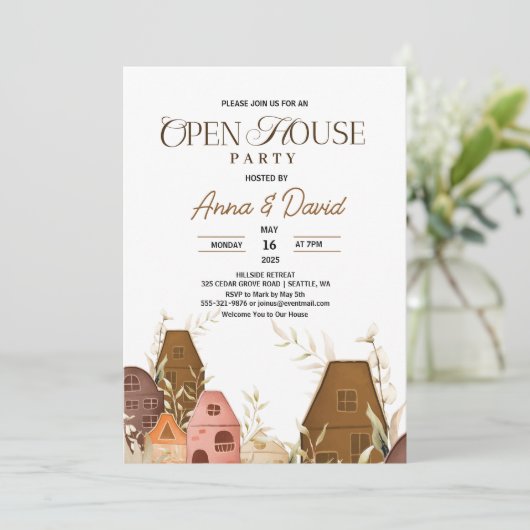 Rustikales, Zeichnend Open House-Logo Einladung (Stehend Vorderseite)