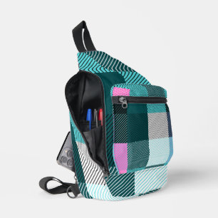 Rustikales zeitgenössisches Karomuster Crossbody Bag