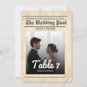 Rustikales Zeitung Hochzeit Tischnummer FOTO (Vorderseite)