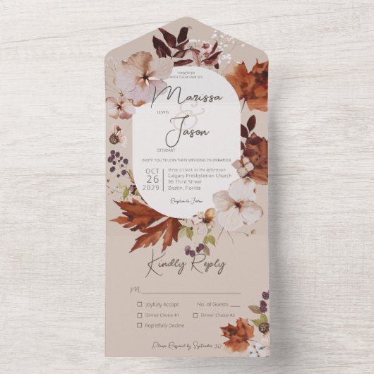 Rustikales Zerfallsneutrales Kerker-Tan-Dinner All In One Einladung (Innen Boden)