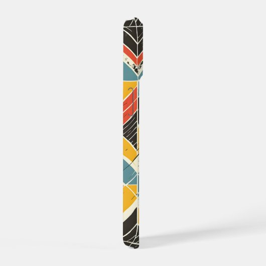 Rustikales Zickzack Mosaik iPhone 15 Hülle (Rechte Seite)