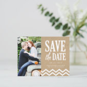 Rustikales Zickzack Papier und Kraft Papier Save t Ankündigungspostkarte (Stehend Vorderseite)