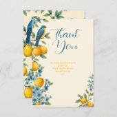 Rustikales Zitronen- und Bluebird-Brautparty Dankeskarte (Vorne/Hinten)