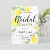 Rustikales Zitronenhochzeit-Brautparty laden Einladung (Stehend Vorderseite)