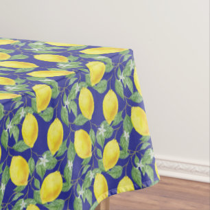 Rustikales Zitronenmuster blaue Küche Tischdecke