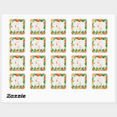 Rustikales Zitrus-Monogramm-Hochzeitsgeschenk Quadratischer Aufkleber (Blatt)