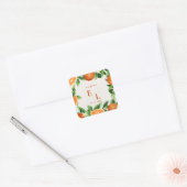 Rustikales Zitrus-Monogramm-Hochzeitsgeschenk Quadratischer Aufkleber (Umschlag)