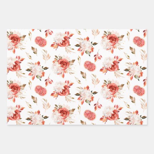 Rustikales Zitrusfrüchte-Aquarell-Dreierpack Geschenkpapier Set (Vorderseite)