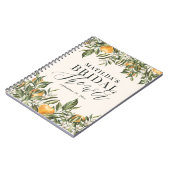 Rustikales Zitrusfrüchte-Brautparty botanischer Bl Notizblock (Linke Seite)