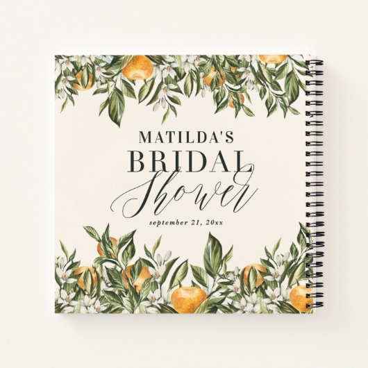 Rustikales Zitrusfrüchte-Brautparty botanischer Bl Notizblock (Rückseite)