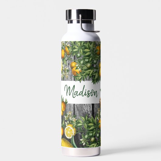 Rustikales Zitrusgarten-Monogramm Trinkflasche (Links)