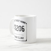 Rustikales Zuhause Sweet Zuhause Zip Code Kaffeetasse (Vorderseite Links)