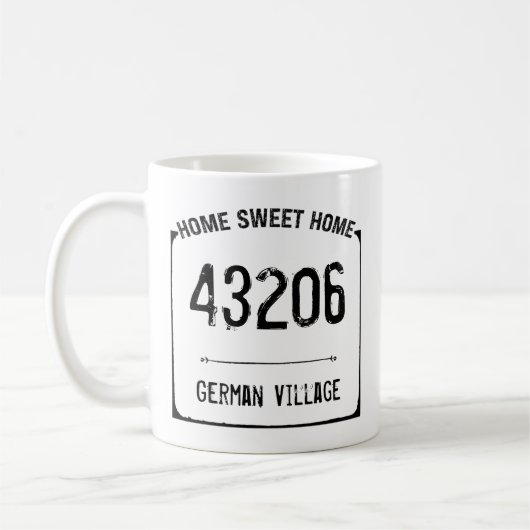 Rustikales Zuhause Sweet Zuhause Zip Code Kaffeetasse (Links)