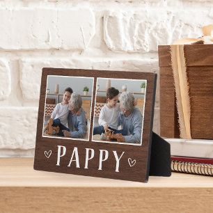 Rustikales Zwei-Foto-Pappi Opa Fotoplatte